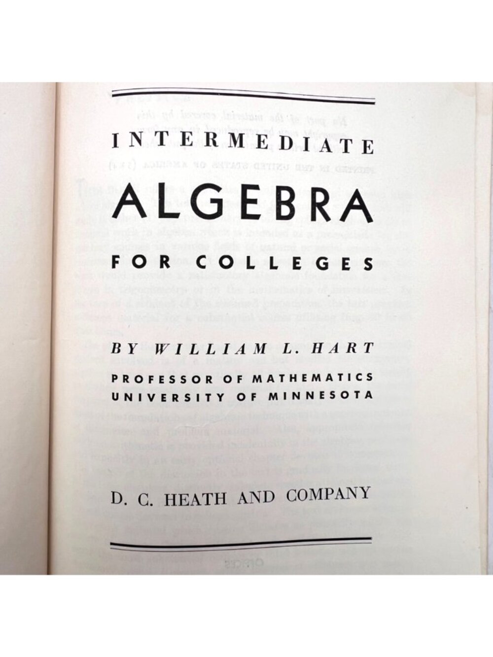 Intermediate Algebra For Colleges By William L. Hart 1948 Hardcover Textbook - Picture 3 of 16